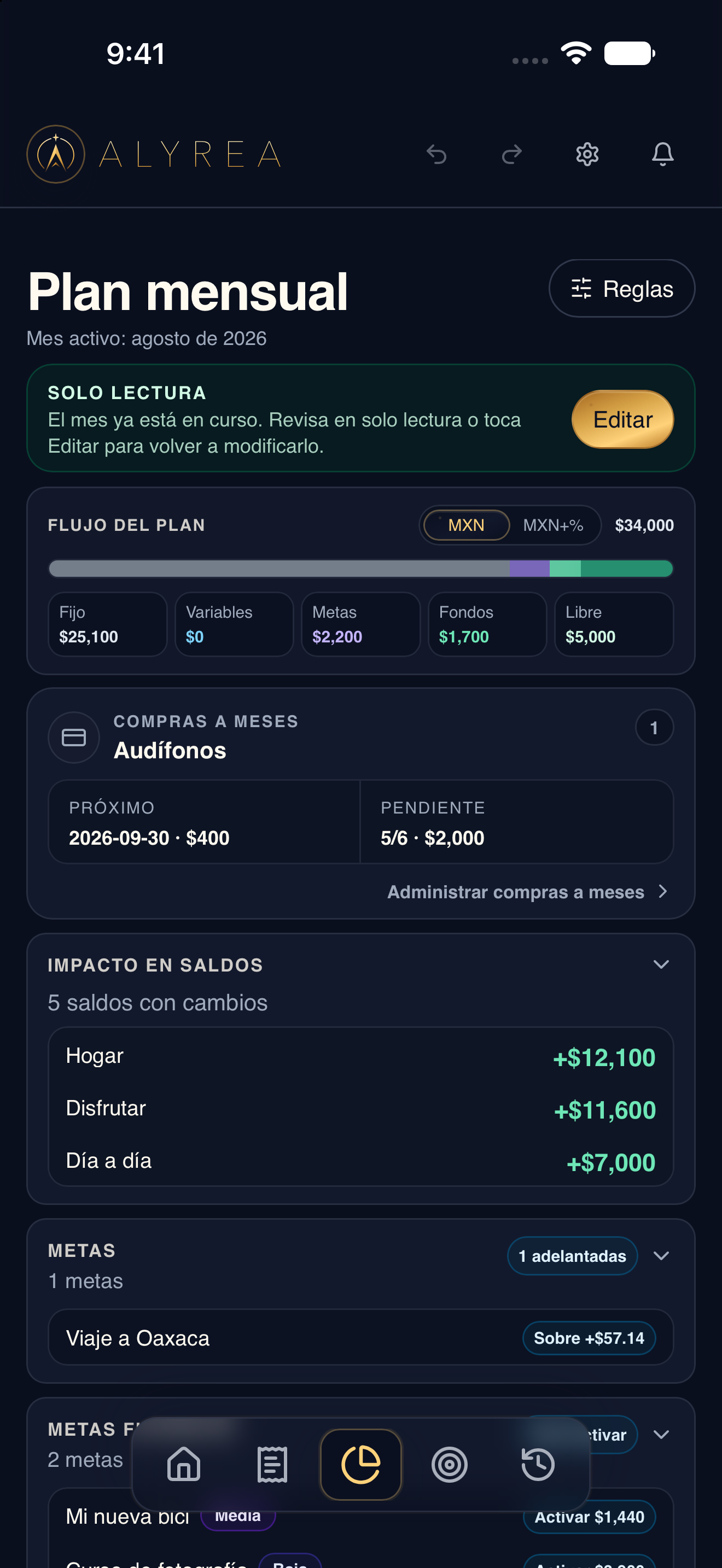 Headphone purchase showing five installments remaining and next due date